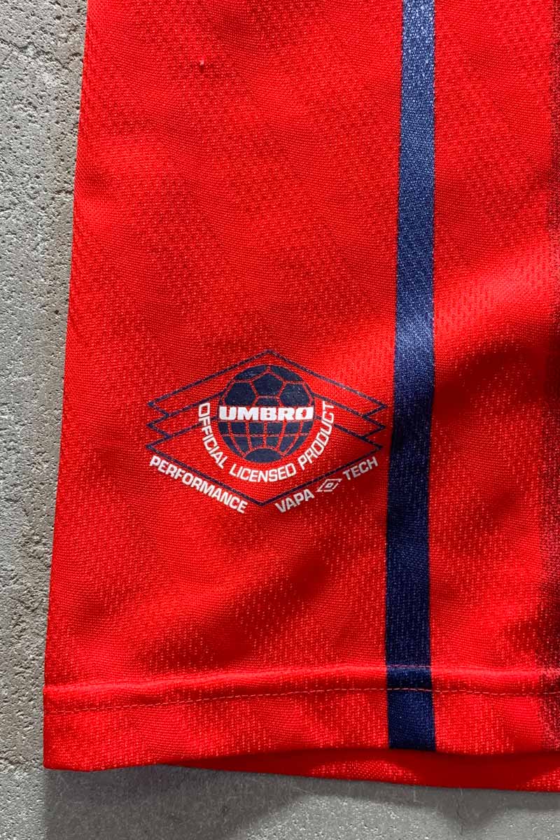 MADE IN ENGLAND 97-98'S NORWAY FOOTBALL GAME SHIRT / RED [SIZE: XL USED]