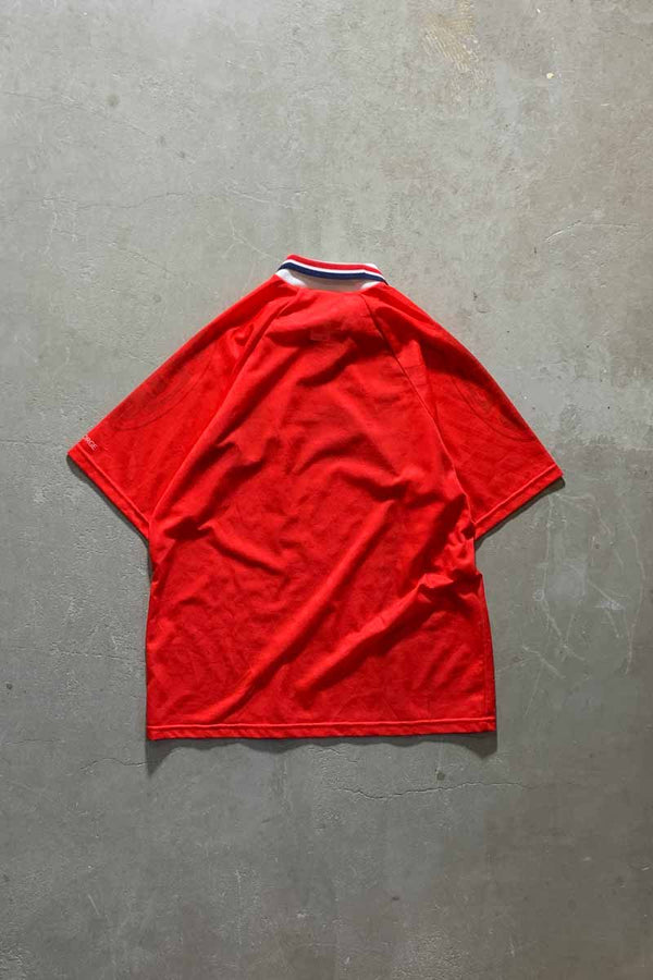 MADE IN ENGLAND 97-98 NORWAY FOOTBALL GAME SHIRT / RED [SIZE: XL USED]