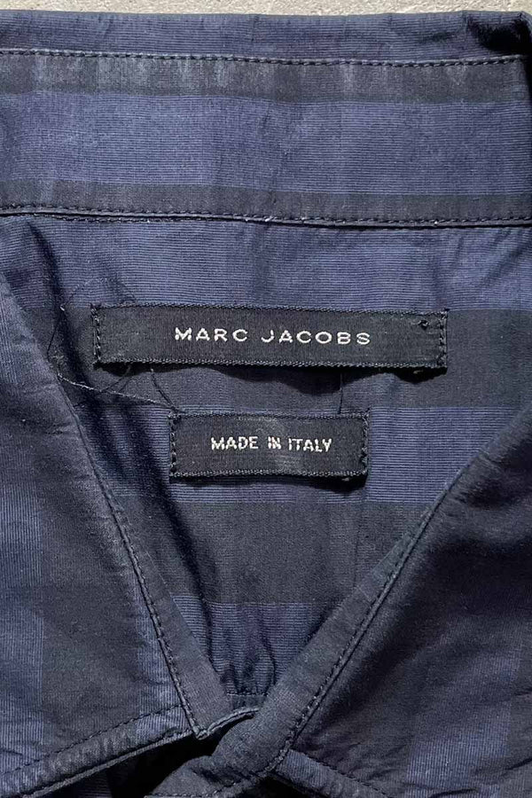 MADE IN ITALY 11'S COTTON CHECK S/S SHIRT / NAVY [SIZE: L Equivalent USED]