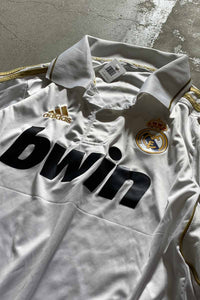 11-12'S REAL MADRID BWIN FOOTBALL SHIRT / WHITE [SIZE: L USED]