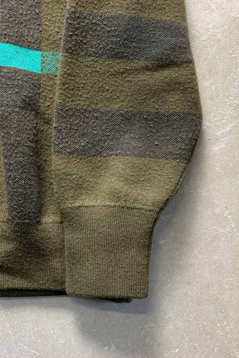 COTTON WOOL CASHMERE CHECK SWEATER / KHAKI [SIZE: XL USED]