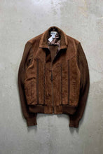 画像をギャラリービューアに読み込む, 80&#39;S SUEDE LEATHER ACRYLIC KNIT JACKET / BROWN [SIZE: L USED]
