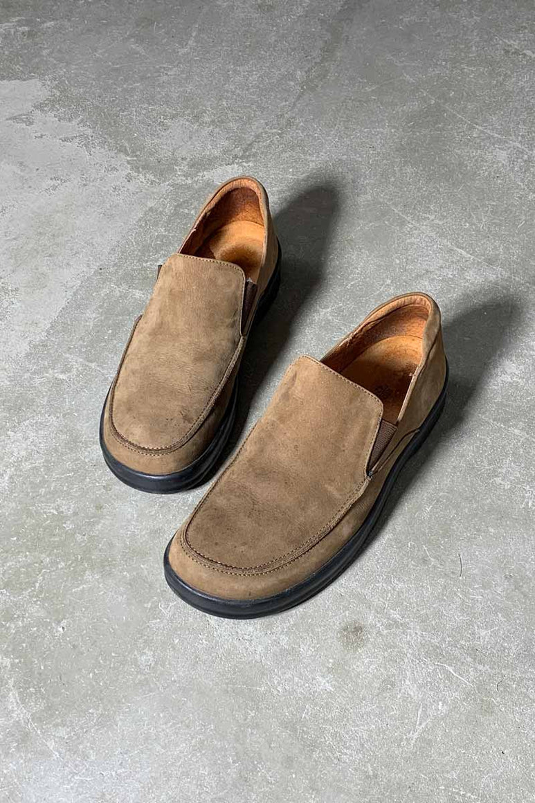 MADE IN PORTUGAL LEATHER NUBACK SLIP-ON / BROWN [SIZE: US8.0(26.0cm相当) USED]