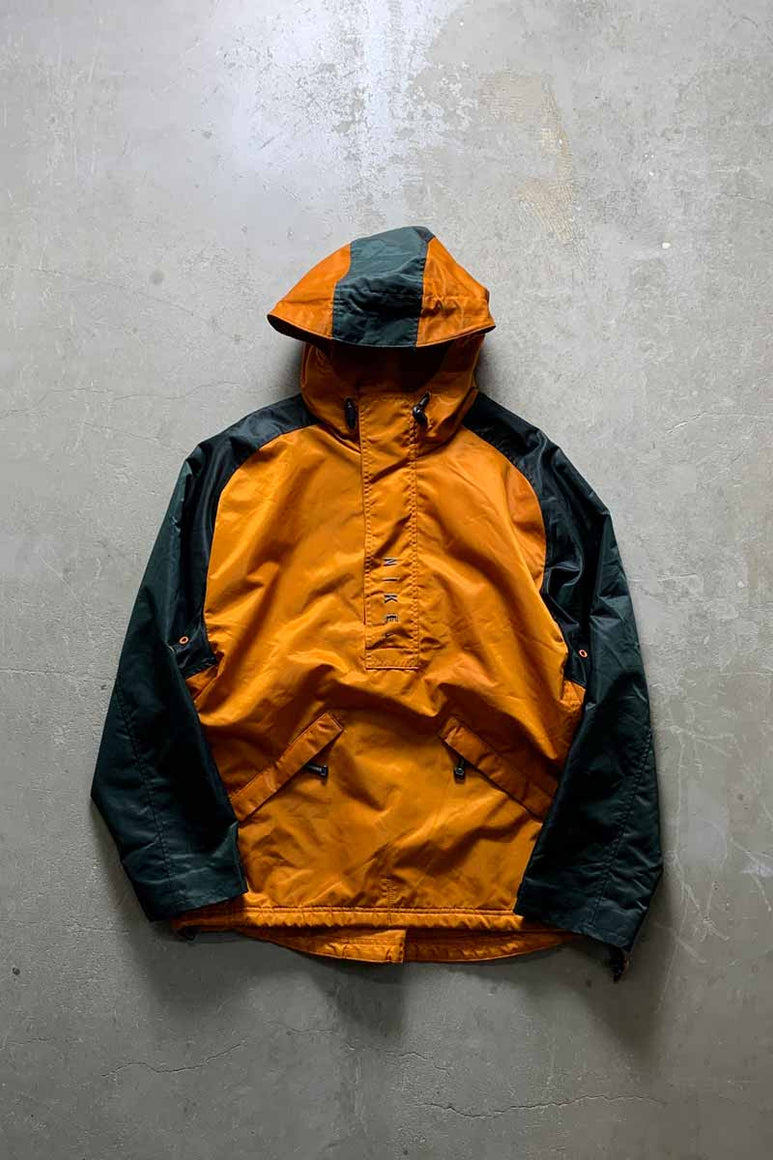 90'S HALF ZIP HOODIE NYLON JACKET / ORANGE [SIZE: M USED]