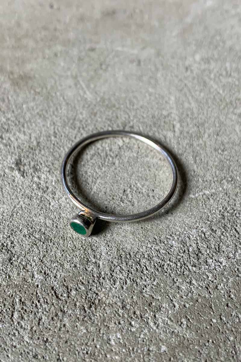 925 SILVER RING W/STONE [SIZE: 18号相当 USED]