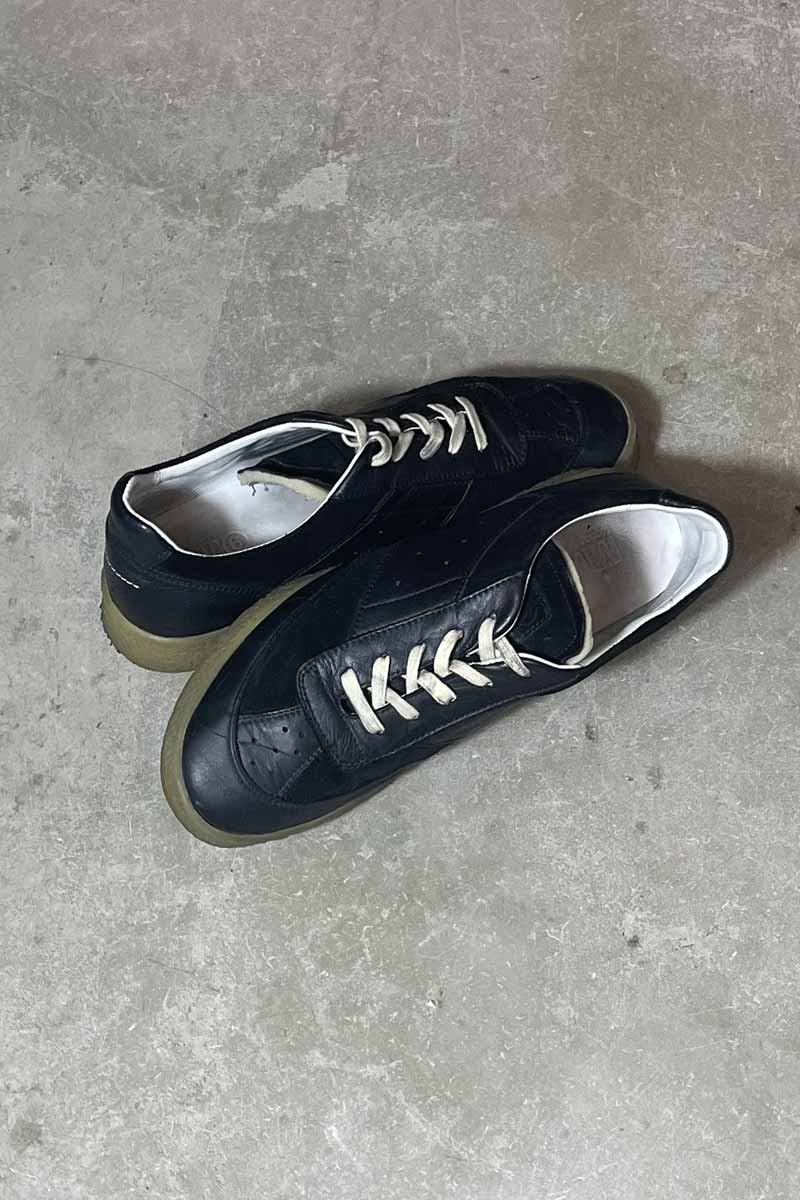 MADE IN ITALY LEATHER SNEAKERS / BLACK [SIZE: US8.5 (approx. 26.5cm) USED]