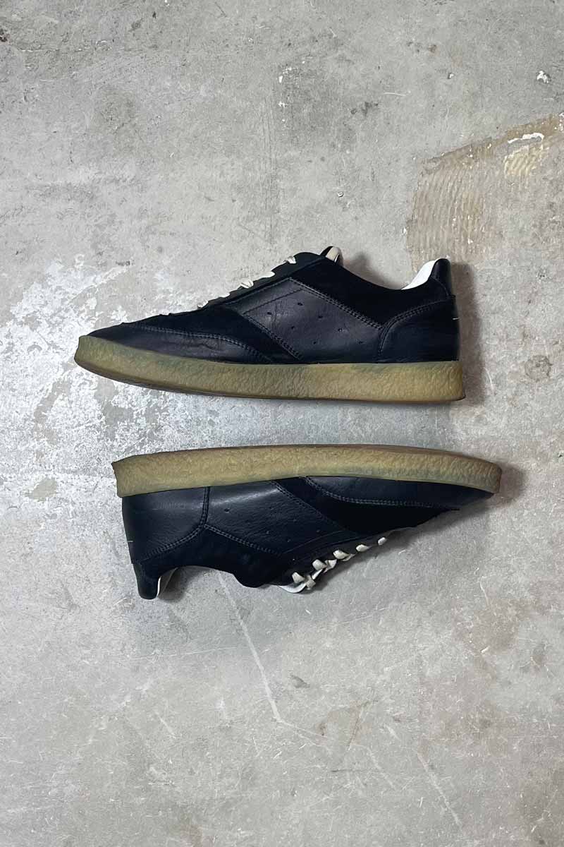 MADE IN ITALY LEATHER SNEAKERS / BLACK [SIZE: US8.5 (approx. 26.5cm) USED]
