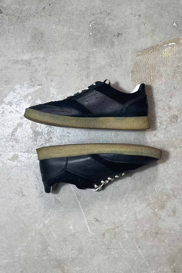 MADE IN ITALY LEATHER SNEAKERS / BLACK [SIZE: US8.5 (approx. 26.5cm) USED]
