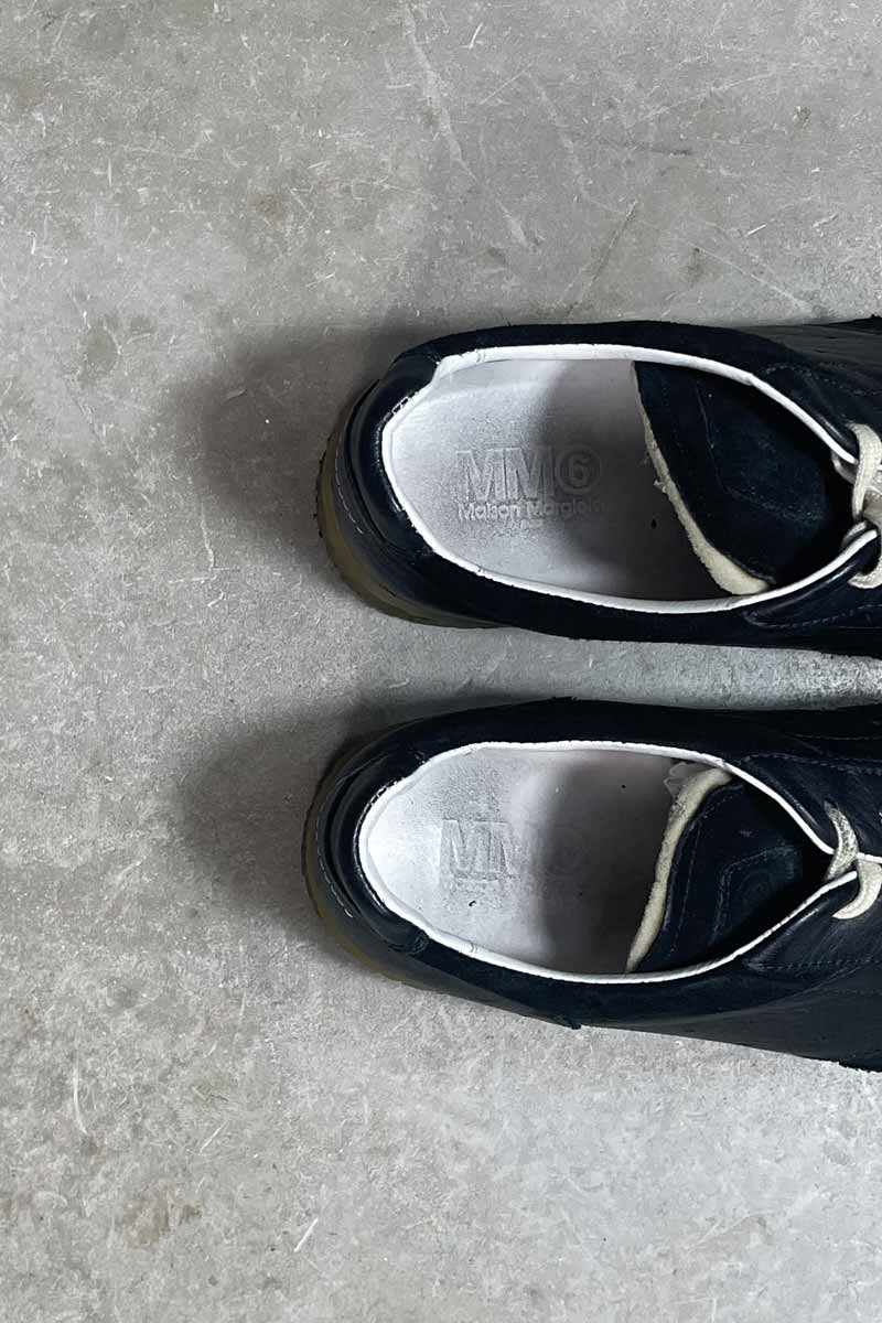 MADE IN ITALY LEATHER SNEAKERS / BLACK [SIZE: US8.5 (approx. 26.5cm) USED]
