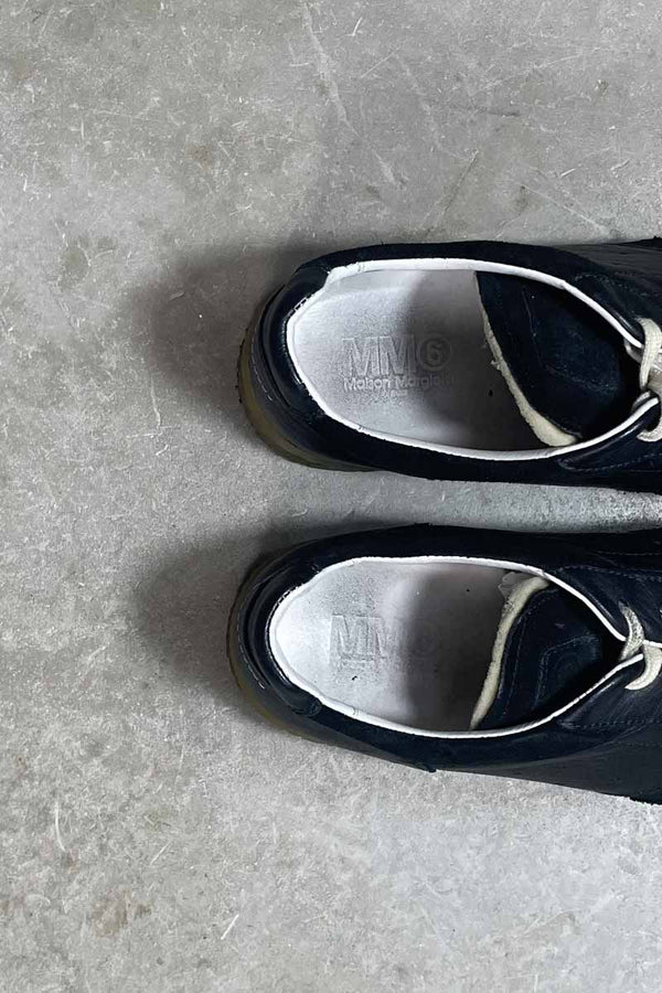 MADE IN ITALY LEATHER SNEAKERS / BLACK [SIZE: US8.5 (approx. 26.5cm) USED]