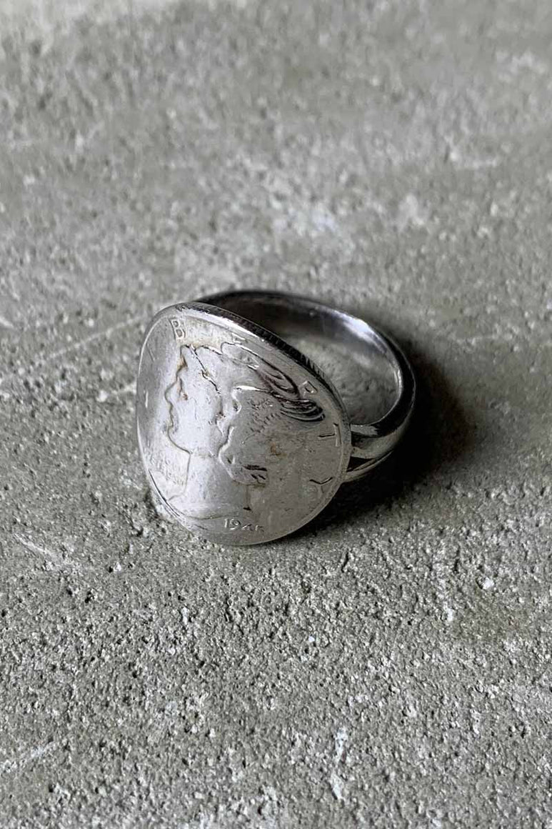 1945'S VINTAGE ONE DIME COIN RING [SIZE: 9号相当 USED]