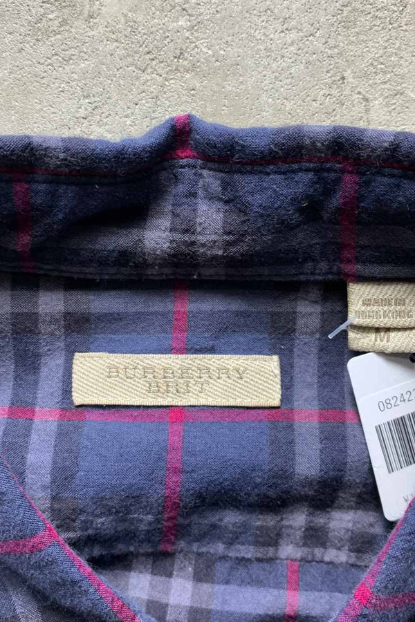 L/S COTTON CHECK SHIRT / GRAY [SIZE: M USED]
