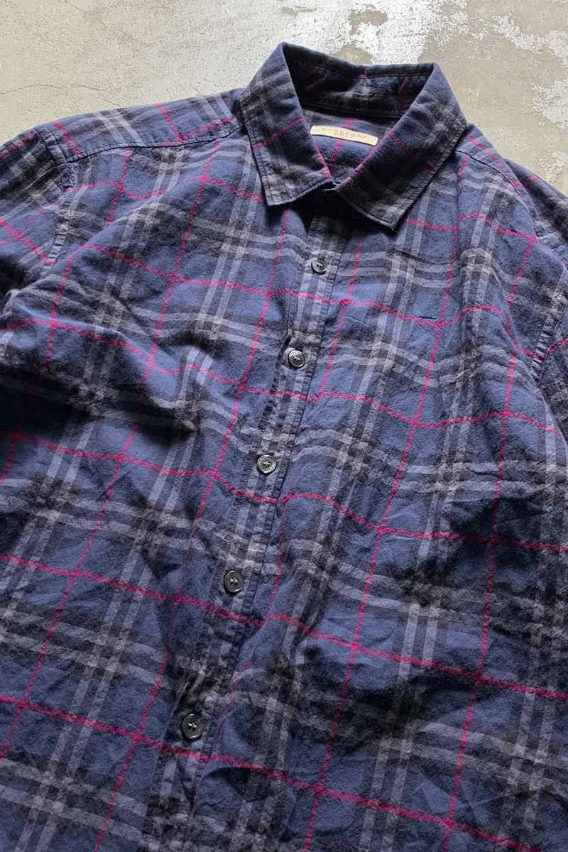 L/S COTTON CHECK SHIRT / GRAY [SIZE: M USED]