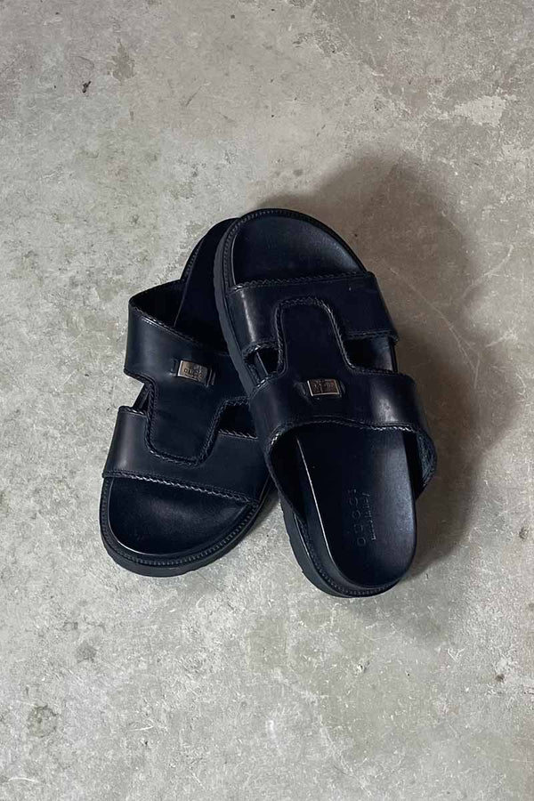 MADE IN ITALY LEATHER SANDALS / BLACK [SIZE: US8.0 (26.0cm equivalent) USED]