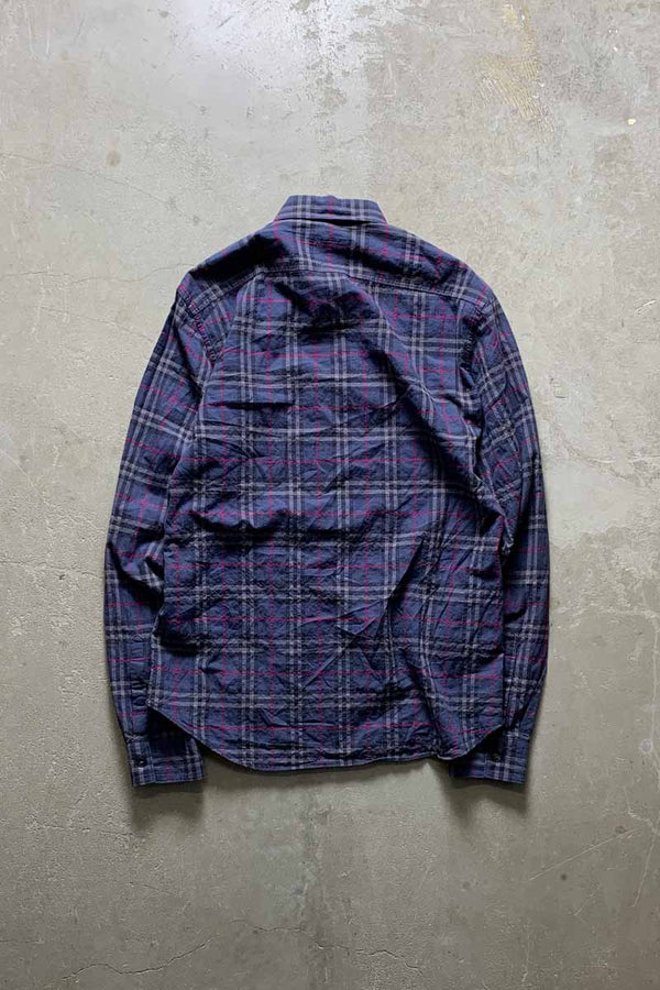 L/S COTTON CHECK SHIRT / GRAY [SIZE: M USED]