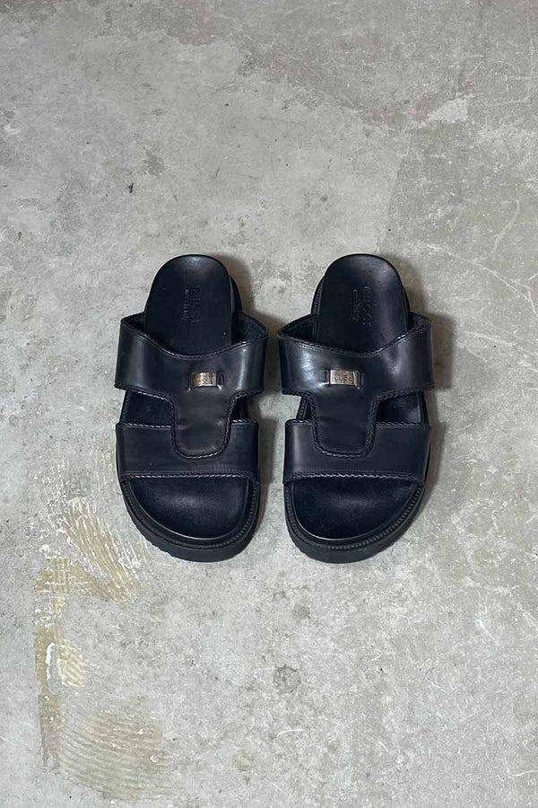 MADE IN ITALY LEATER SANDALS / BLACK [SIZE: US8.0(26.0cm相当) USED]