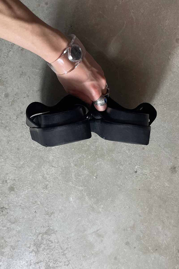 MADE IN ITALY LEATER SANDALS / BLACK [SIZE: US8.0(26.0cm相当) USED]