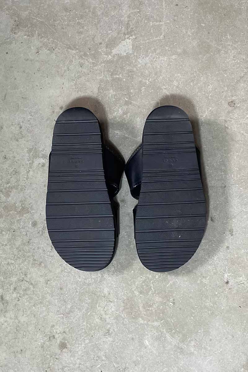 MADE IN ITALY LEATER SANDALS / BLACK [SIZE: US8.0(26.0cm相当) USED]