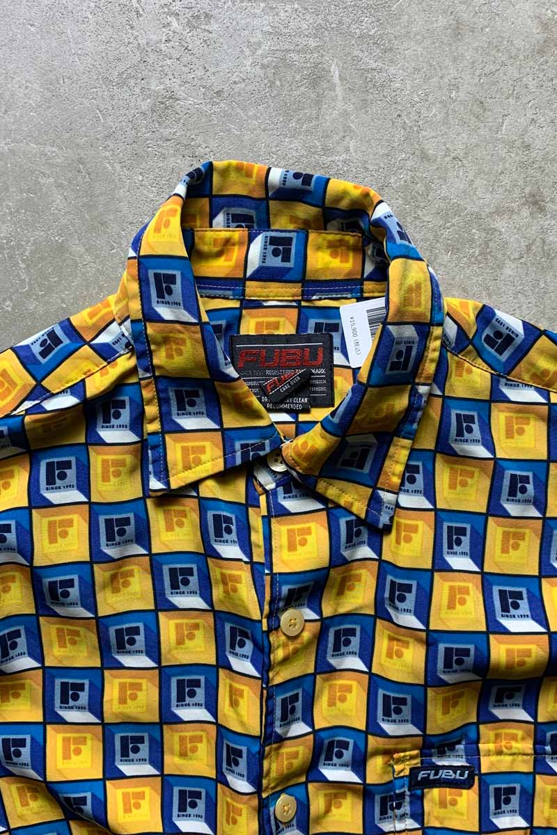 Y2K EARLY 00'S L/S LOGO DESIGN SHIRT / YELLOW [SIZE: L USED]