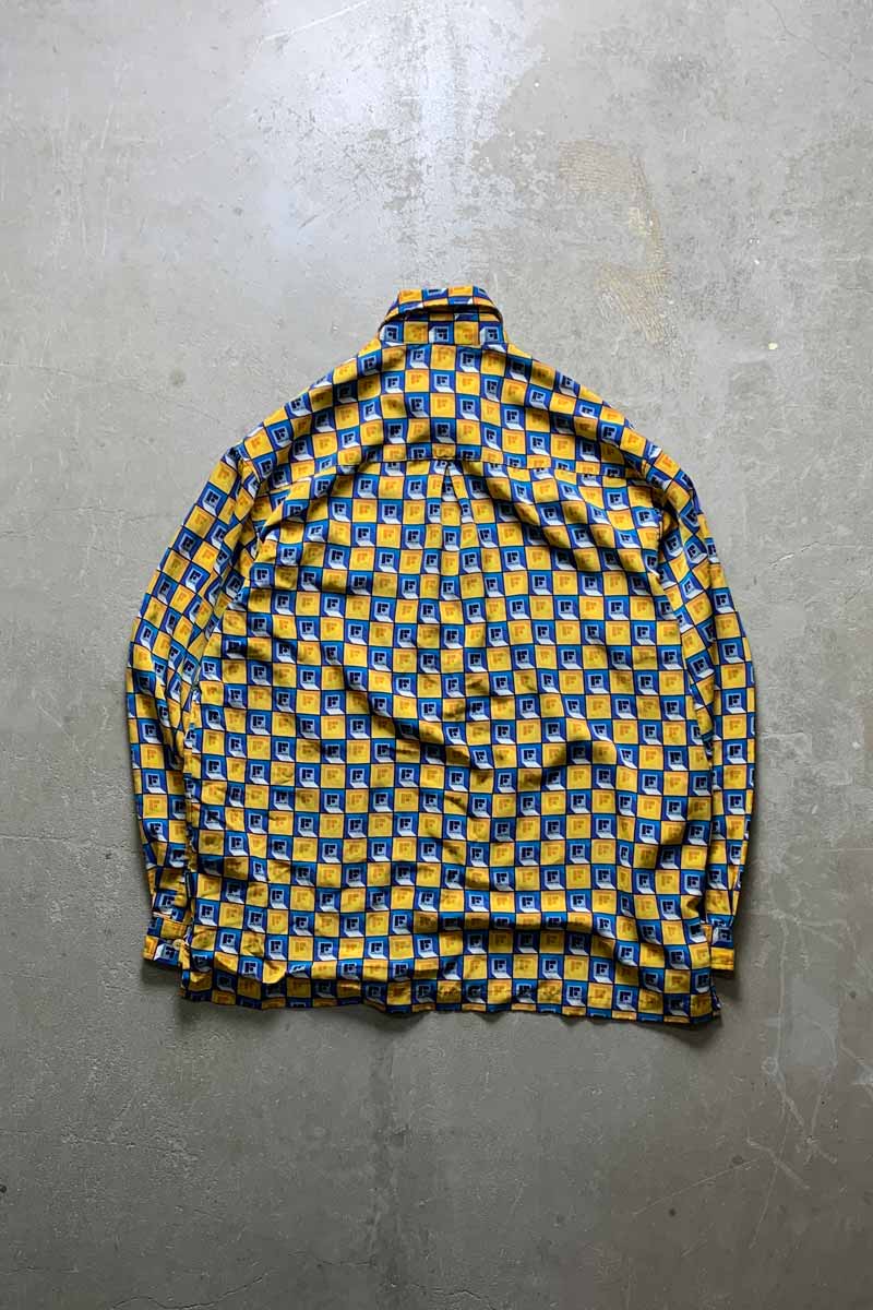 Y2K EARLY 00'S L/S LOGO DESIGN SHIRT / YELLOW [SIZE: L USED]
