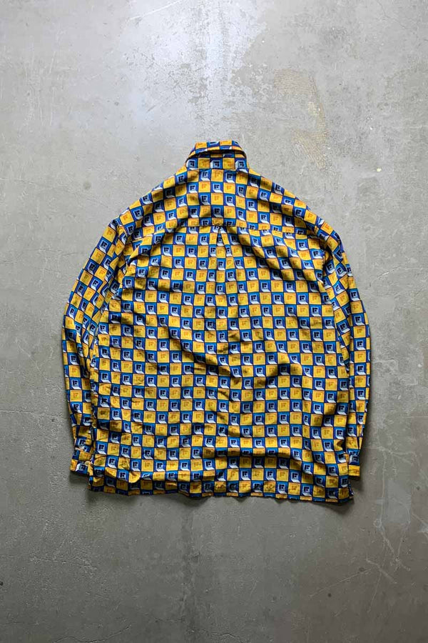Y2K EARLY 00'S L/S LOGO DESIGN SHIRT / YELLOW [SIZE: L USED]