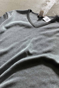 MADE IN USA 90'S V-NECK KNIT T-SHIRT / SILVER [SIZE: L USED]