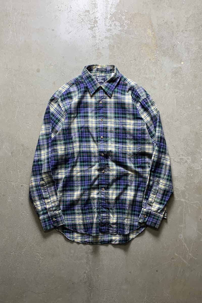 MADE IN USA 90'S L/S COTTON CHECK SHIRT / GREEN [SIZE: L USED]