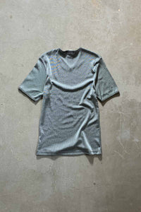 MADE IN USA 90'S V-NECK KNIT T-SHIRT / SILVER [SIZE: L USED]