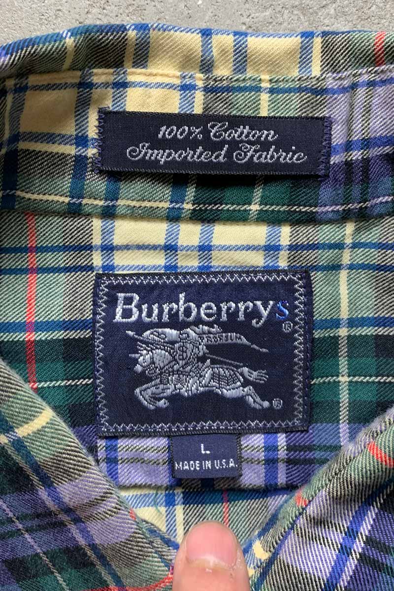 MADE IN USA 90'S L/S COTTON CHECK SHIRT / GREEN [SIZE: L USED]
