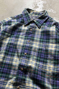 MADE IN USA 90'S L/S COTTON CHECK SHIRT / GREEN [SIZE: L USED]
