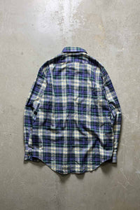 MADE IN USA 90'S L/S COTTON CHECK SHIRT / GREEN [SIZE: L USED]