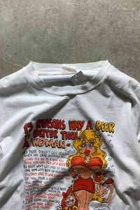 80-90'S EROTIC BEER T-SHIRT / WHITE [SIZE: L USED]