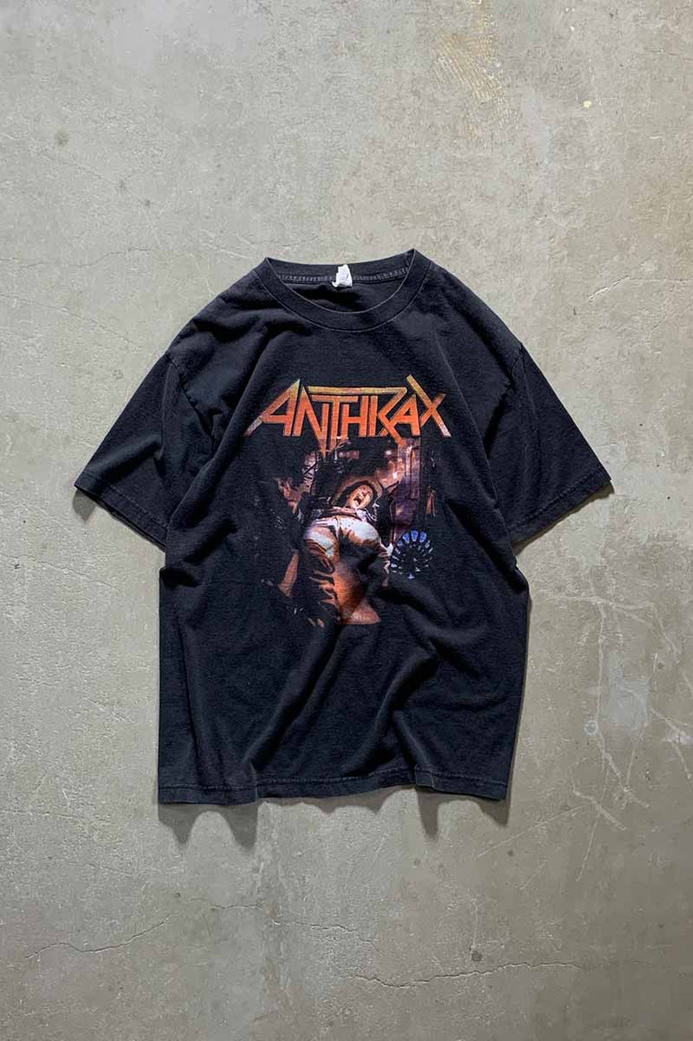 00'S ANTHRAX SPREADING THE DISEASE PRINT BAND T-SHIRT / BLACK [SIZE: L USED]