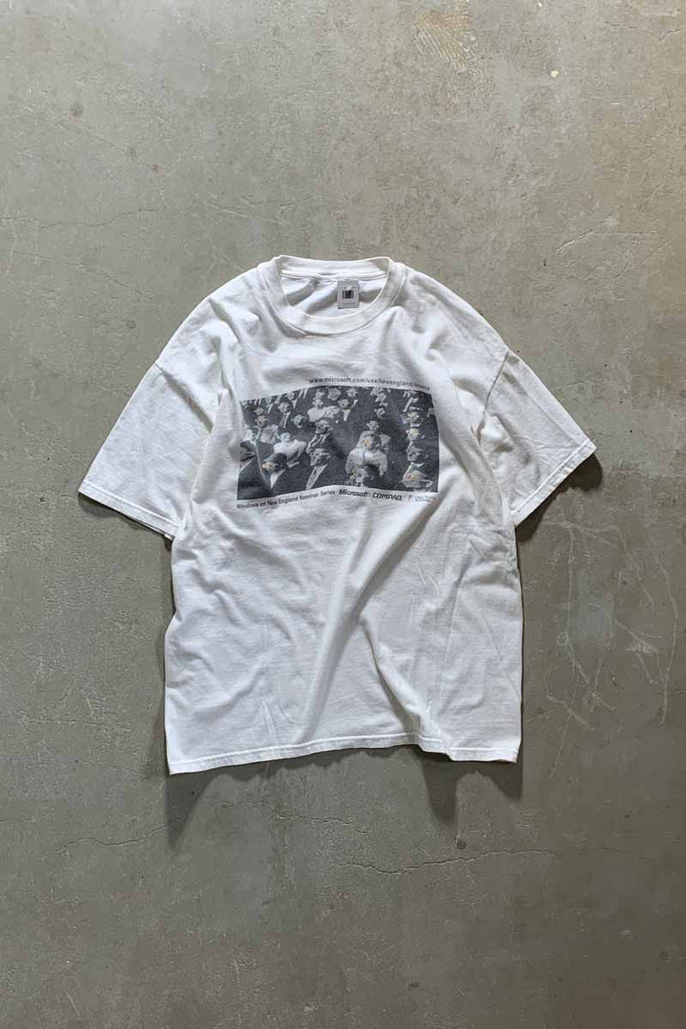 Y2K EARLY 00'S MICROSOFT PRINT ADVERTISING T-SHIRT / WHITE [SIZE: XL USED]