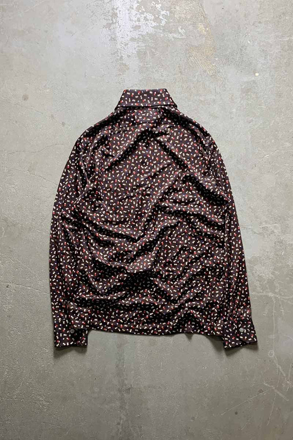 70'S L/S DESIGN NYLON SHIRT / BROWN [SIZE: M USED]