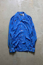 画像をギャラリービューアに読み込む, 70&#39;S L/S PATTERN OPEN COLLAR SHIRT / BLUE [SIZE: M USED]

