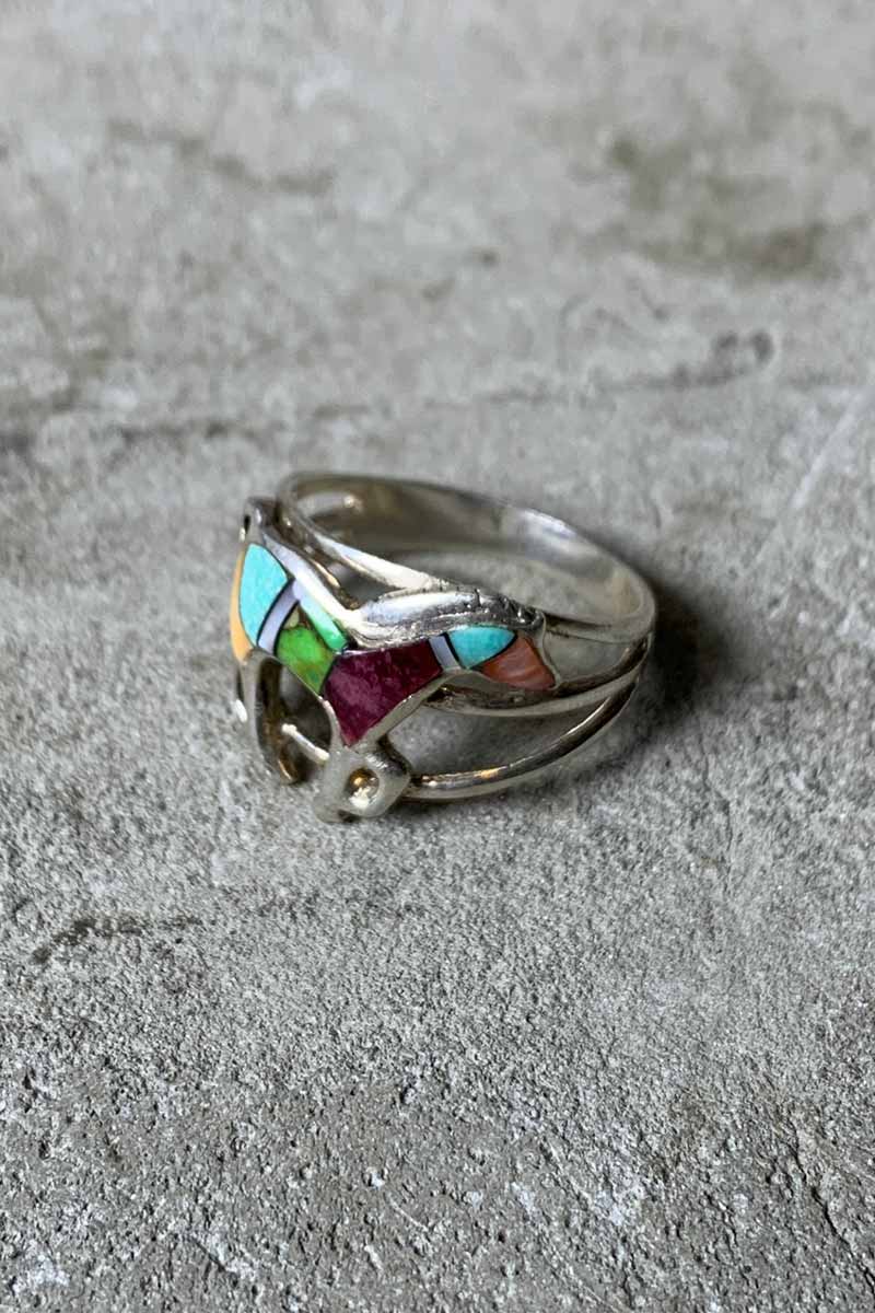 925 SILVER RING W/STONES [SIZE: 17.5号相当 USED]