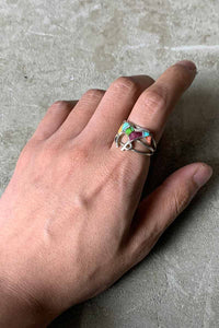 925 SILVER RING W/STONES [SIZE: 17.5号相当 USED]