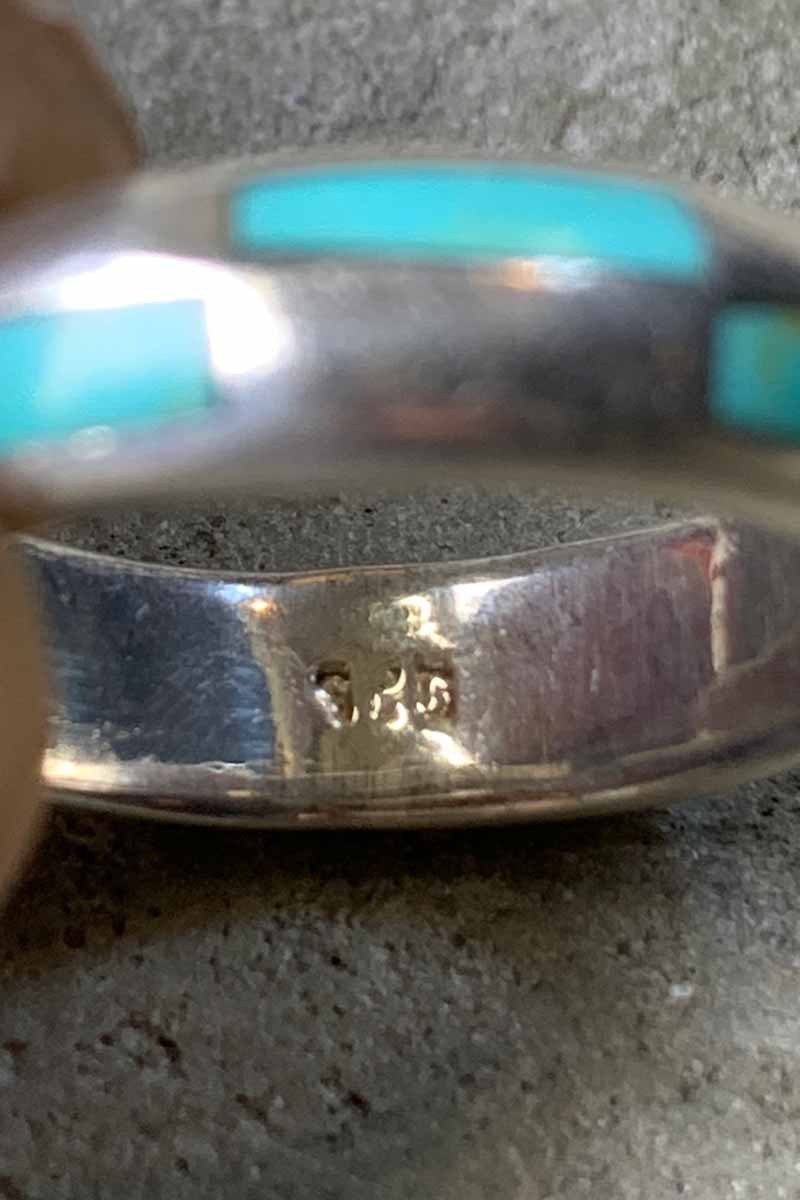 925 SILVER RING W/TURQUOISE [SIZE: US 7.5 USED]
