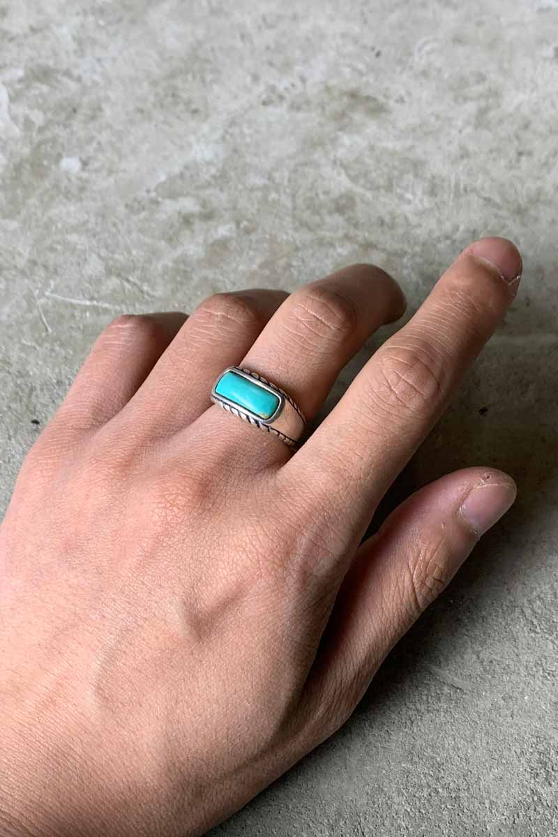 925 SILVER RING W/TURQUOISE [SIZE: 14号相当 USED]