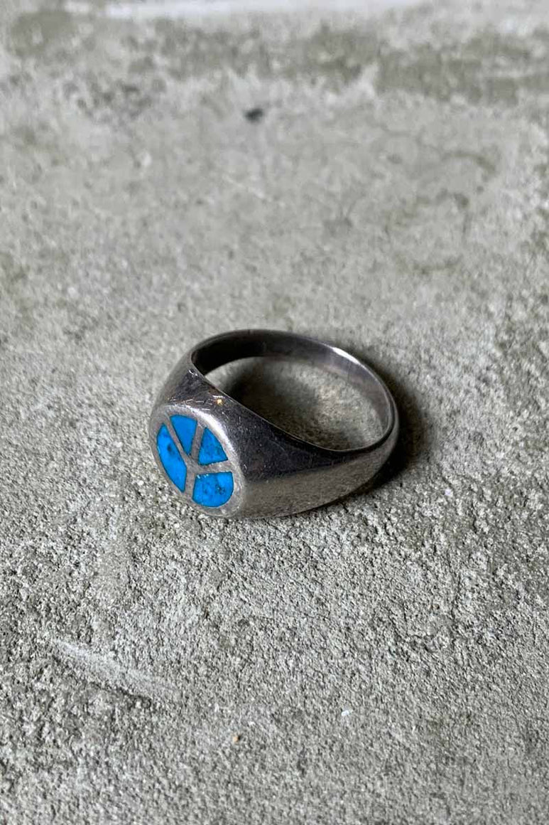 925 SILVER PEACE MARK RING W/TURQUOISE [SIZE: 15号相当 USED]
