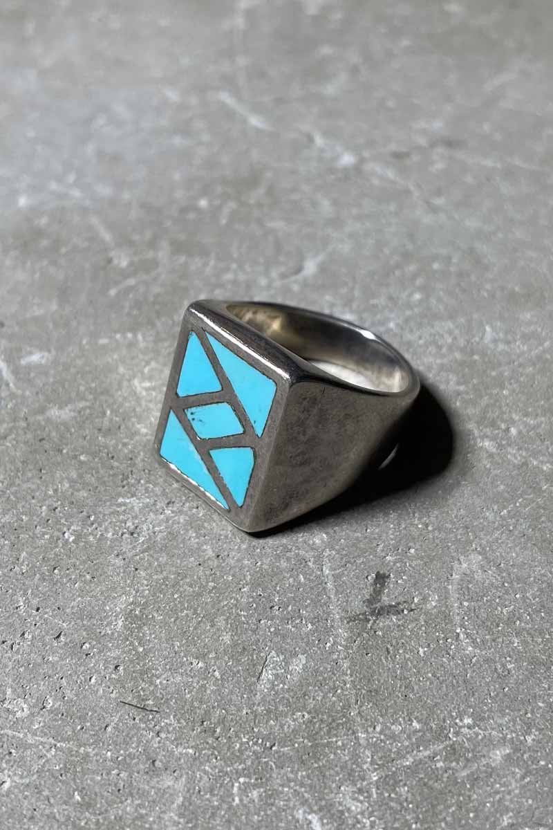 925 SILVER RING W/TURQUOISE [SIZE: 19号相当 USED]