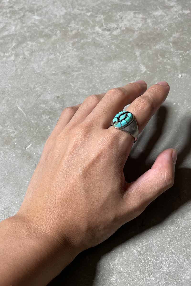 925 SILVER RING W/TURQUOISE [SIZE: US 11.5 equivalent, USED]