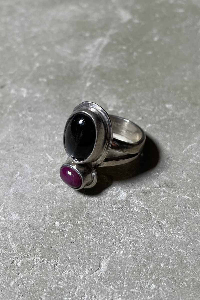 925 SILVER RING W/SAPPHIRE [SIZE: 22号相当 USED]