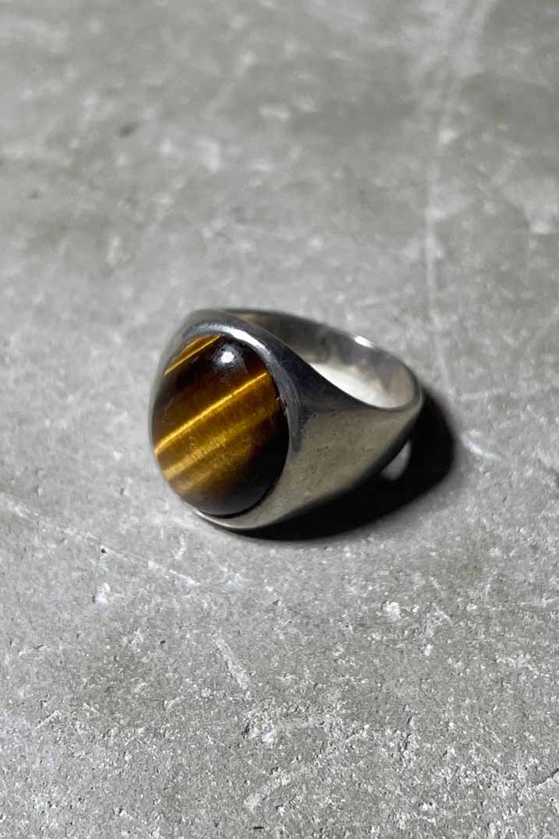 MADE IN MEXICO 925 SILVER RING W/TIGER EYE [SIZE: 17.5号相当 USED]