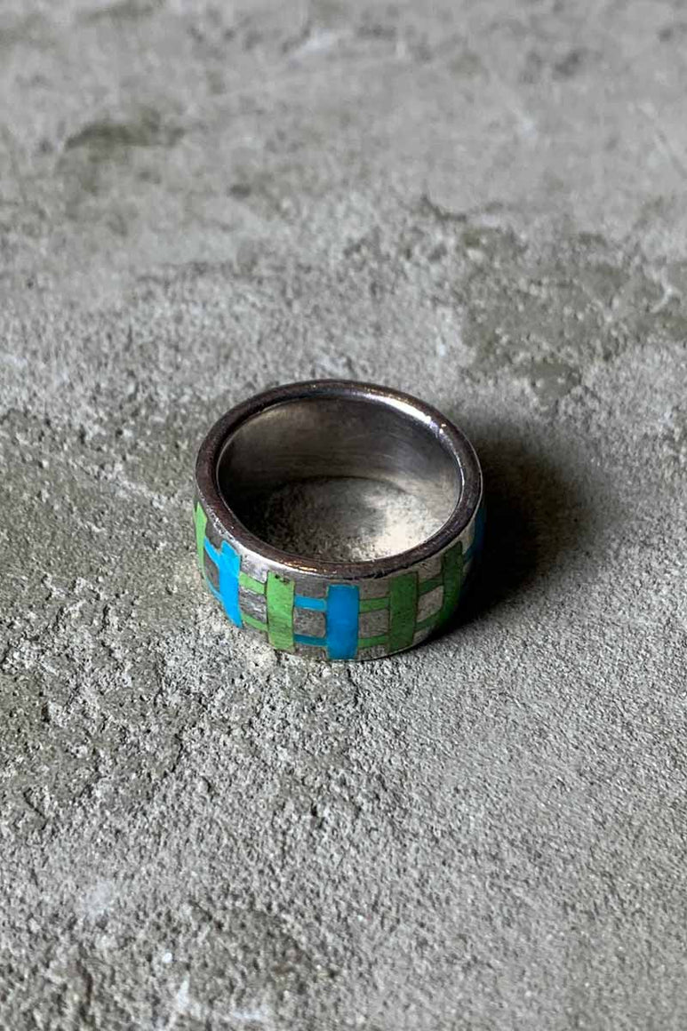 925 SILVER RING W/STONES [SIZE: 12号相当 USED]