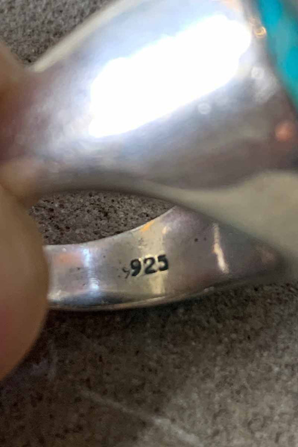 925 SILVER RING W/TURQUOISE [SIZE: US 6.5 USED]