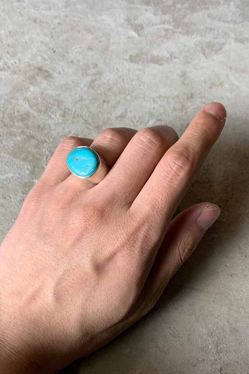 925 SILVER RING W/TURQUOISE [SIZE: US 6.5 USED]