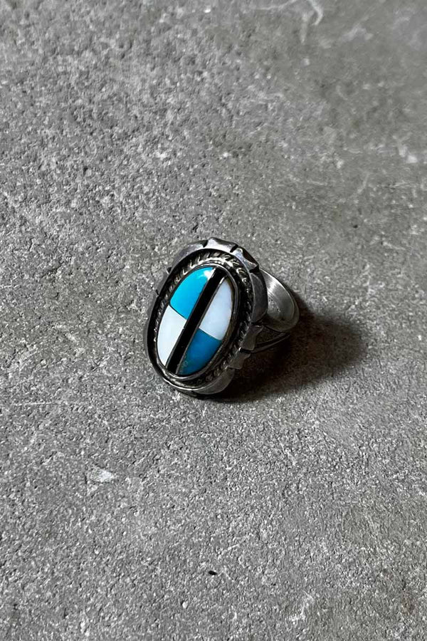 SILVER RING W/STONE [SIZE: US 6 USED]