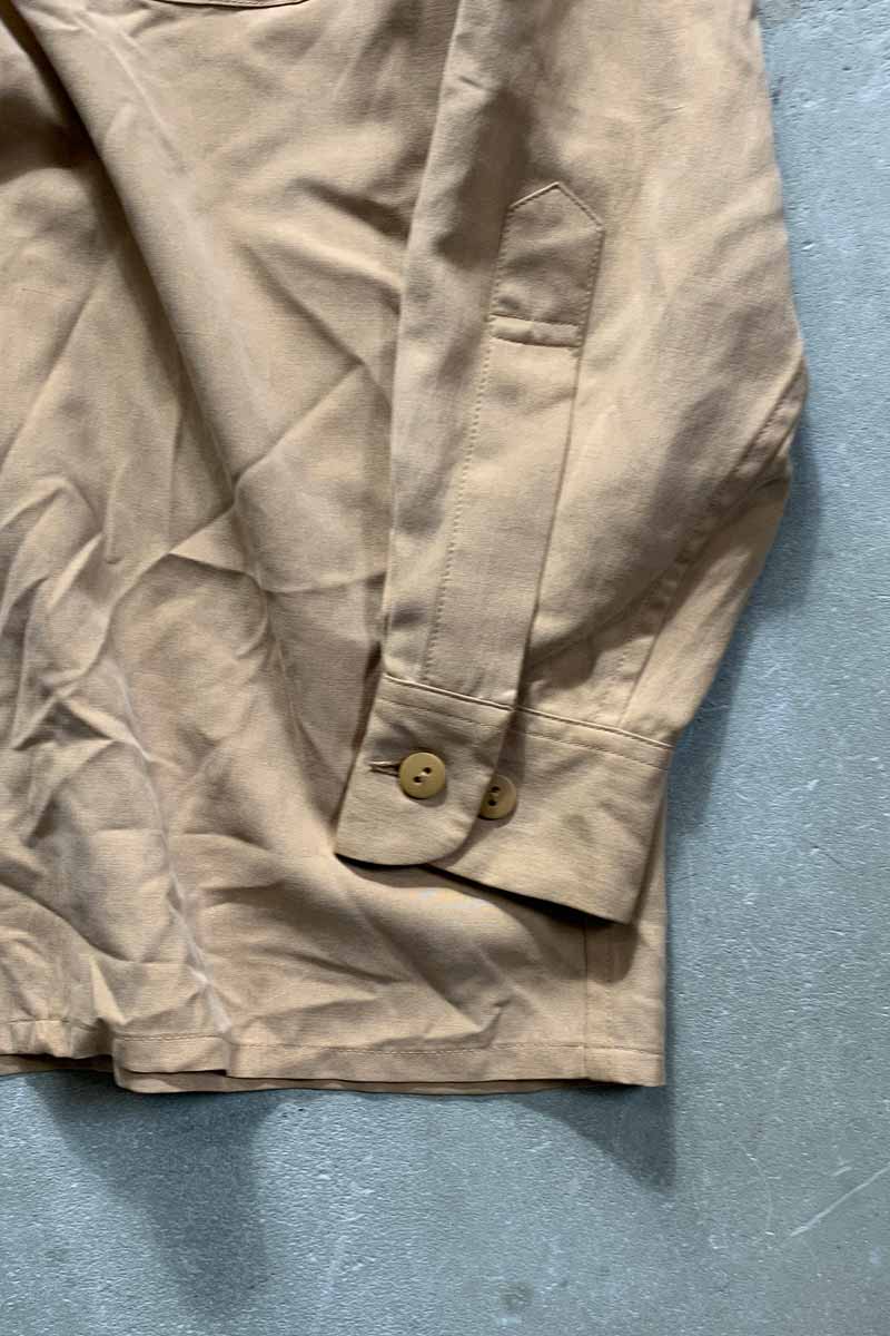 90'S L/S SILK WORK SHIRT / BEIGE [SIZE: S USED]